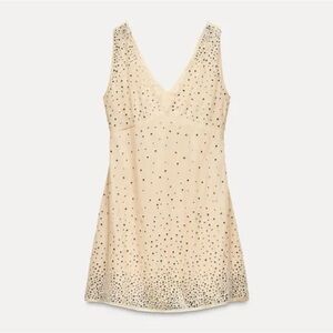 Beige Zara embellished rhinestone dress size small